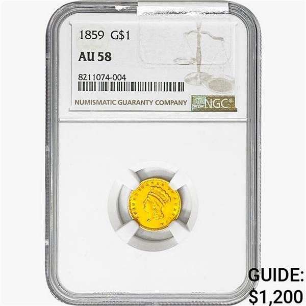 1859 Rare Gold Dollar NGC AU58