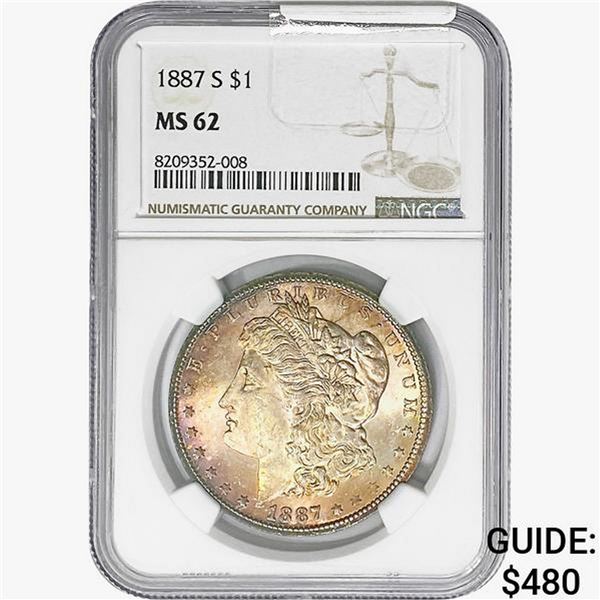 1887-S Morgan Silver Dollar NGC MS62