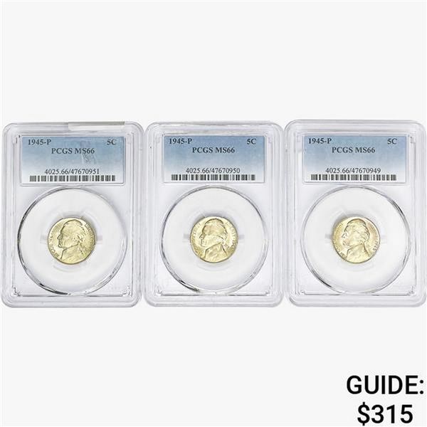 [3] 1945-P Jefferson Nickel PCGS MS66