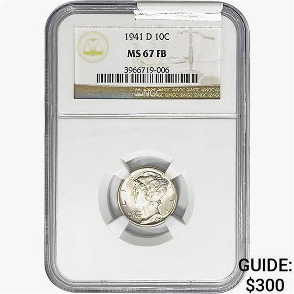 1941-D Mercury Silver Dime NGC MS67 RD