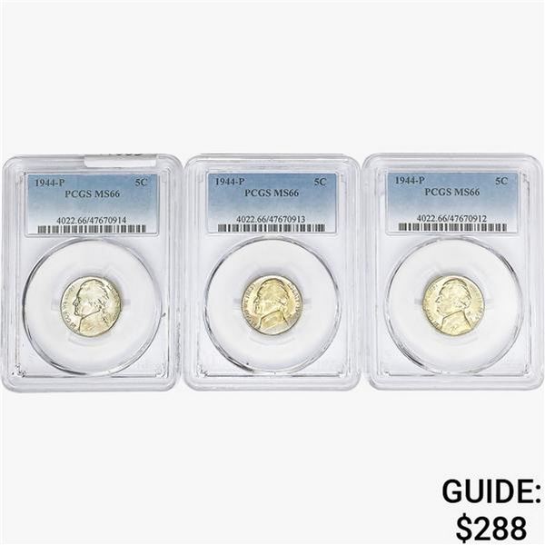 [3] 1944-P Jefferson Nickel PCGS MS66