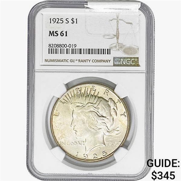 1925-S Silver Peace Dollar NGC MS61