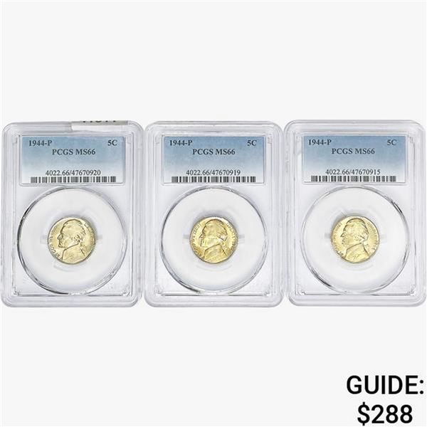 [3] 1944-P Jefferson Nickel PCGS MS66