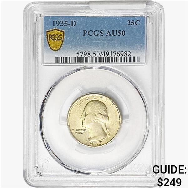 1935-D Washington Silver Quarter PCGS AU50
