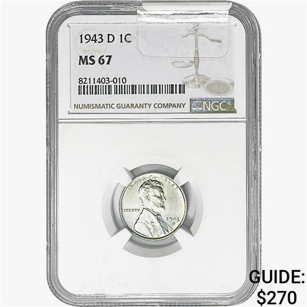 1943-D Wheat Cent NGC MS67