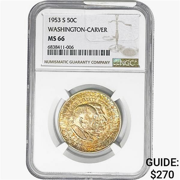 1953-S Washington Carver Half Dollar NGC MS66