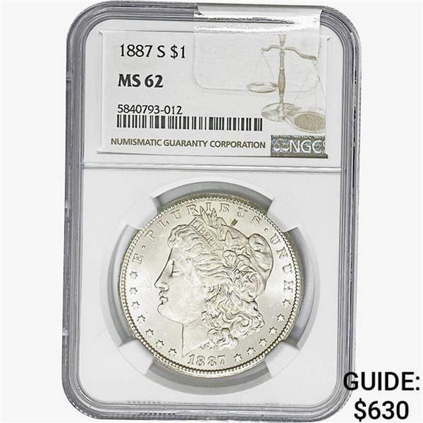 1887-S Morgan Silver Dollar NGC MS62