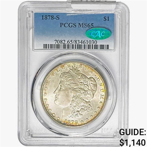 1878-S CAC Morgan Silver Dollar PCGS MS65