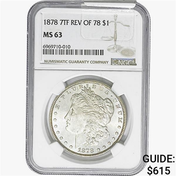 1878 Morgan Silver Dollar NGC MS63 REV 78