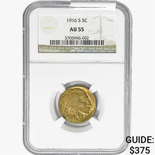 1916-S Buffalo Nickel NGC AU55