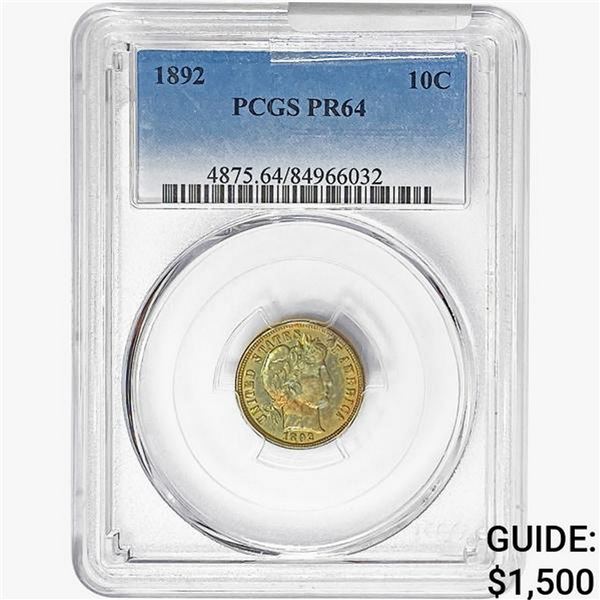 1892 Barber Dime PCGS PR64