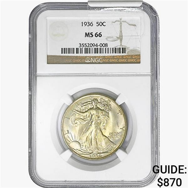 1936 Walking Liberty Half Dollar NGC MS66