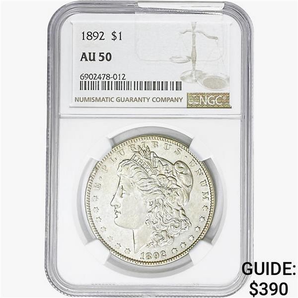 1892 Morgan Silver Dollar NGC AU50