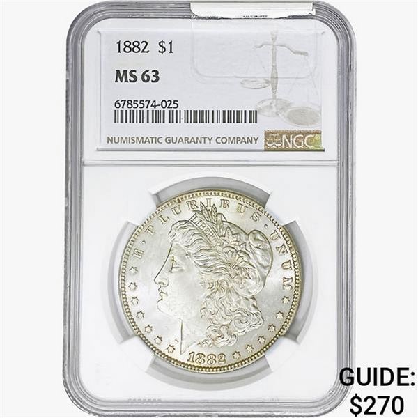 1882 Morgan Silver Dollar NGC MS63