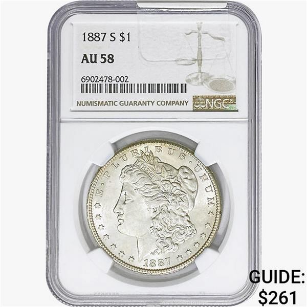 1887-S Morgan Silver Dollar NGC AU58