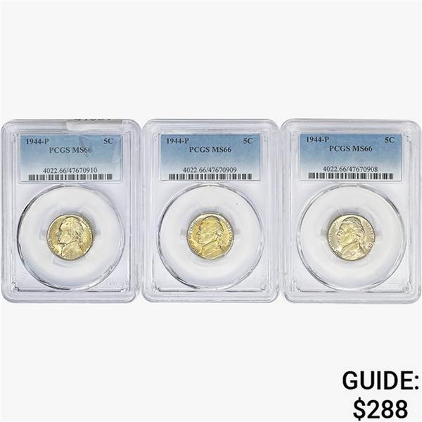 [3] 1944-P Jefferson Nickel PCGS MS66