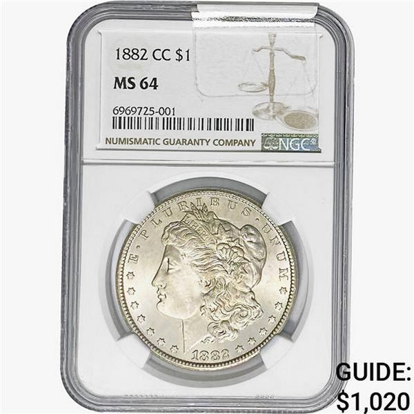 1882-CC Morgan Silver Dollar NGC MS64
