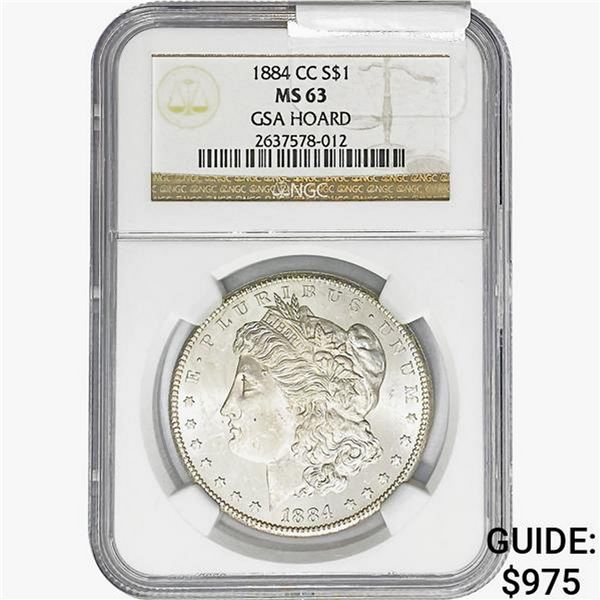 1884-CC Morgan Silver Dollar NGC MS63 GSA Hoard