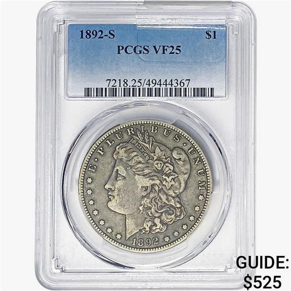 1892-S Morgan Silver Dollar PCGS VF25