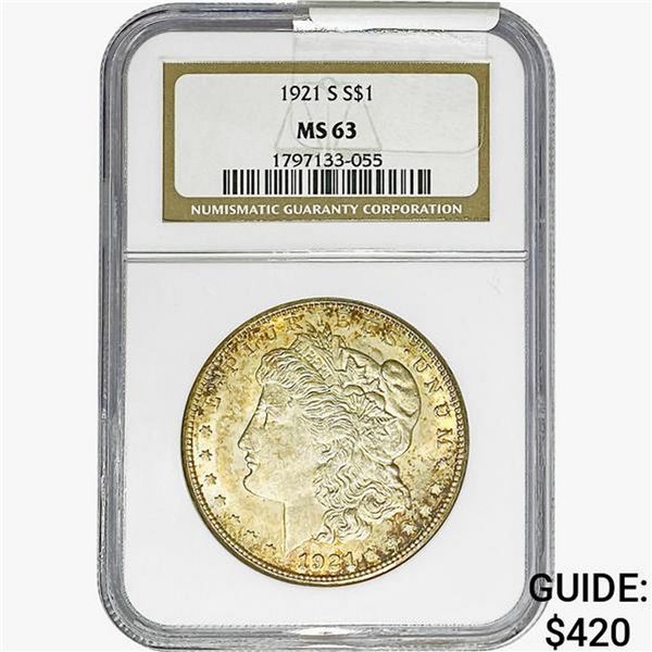 1921-S Morgan Silver Dollar NGC MS63