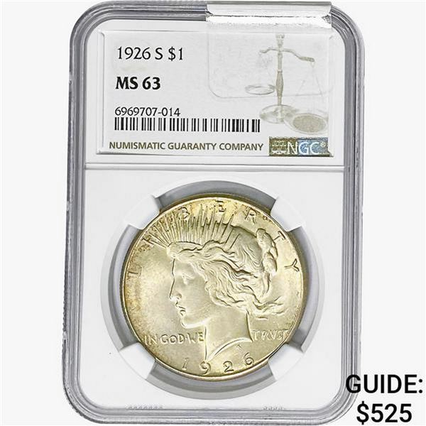1926-S Silver Peace Dollar NGC MS63