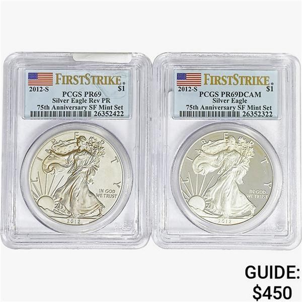 [2] 2012-S Silver Eagle PCGS PR/RP69 Set