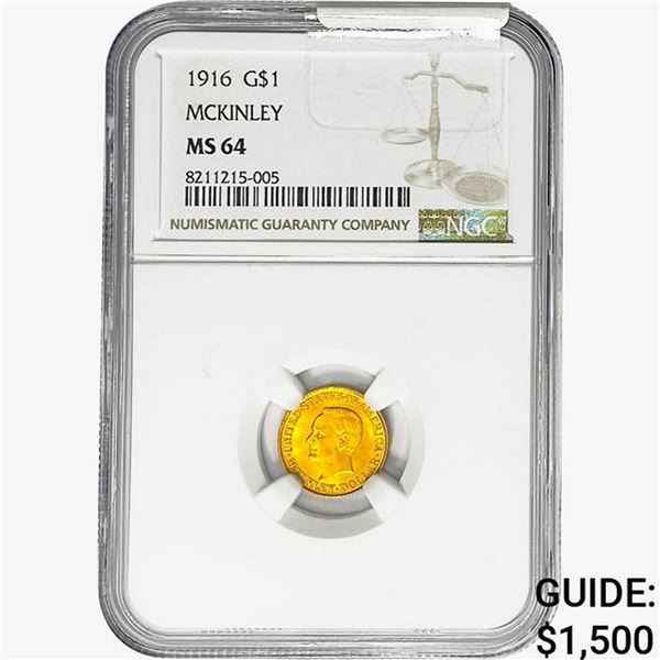 1916 McKinley Rare Gold Dollar NGC MS64