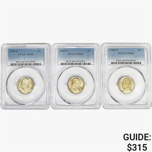 [3] 1945-P Jefferson Nickel PCGS MS66
