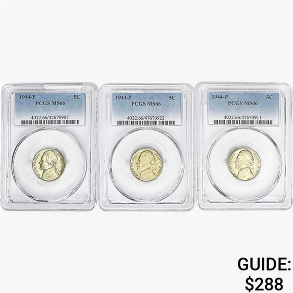 [3] 1944-P Jefferson Nickel PCGS MS66