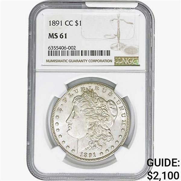 1891-CC Morgan Silver Dollar NGC MS61
