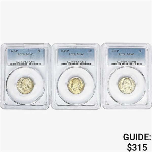 [3] 1945-P Jefferson Nickel PCGS MS66