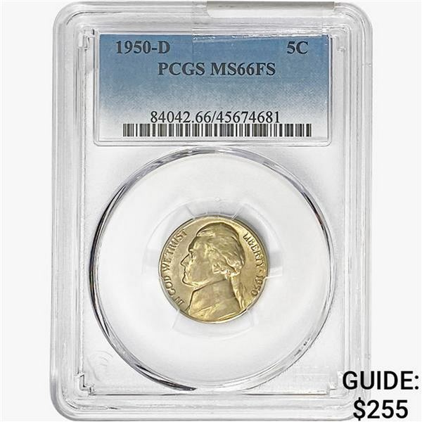 1950-D Jefferson Nickel PCGS MS66 FS