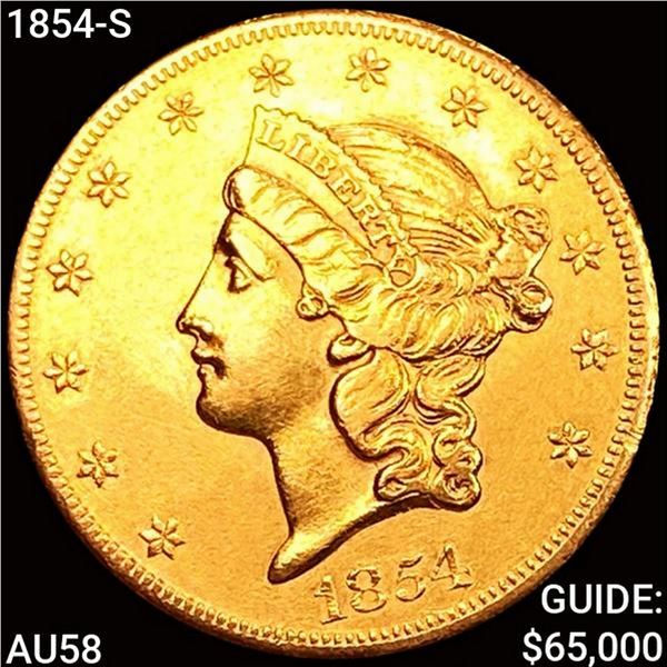 1854-S $20 Gold Double Eagle CHOICE AU