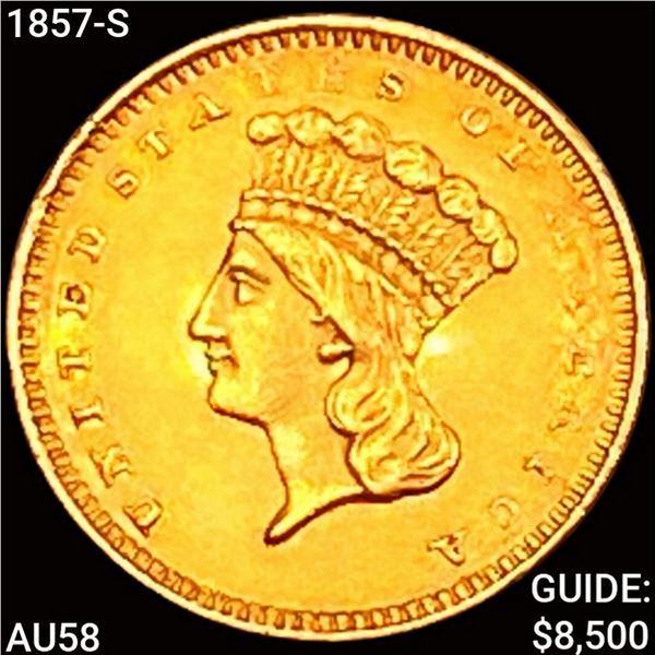 1857-S Rare Gold Dollar CHOICE AU