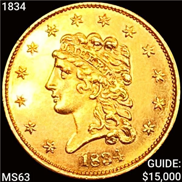 1834 $2.50 Gold Quarter Eagle CHOICE BU