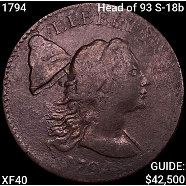 1794 Head of 93 S-18b Liberty Cap Large Cent NEARLY UNCIRCULATED
