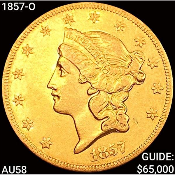 1857-O $20 Gold Double Eagle CHOICE AU