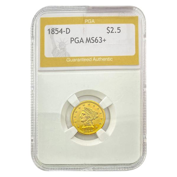 1854-O $2.50 Gold Quarter Eagle PGA MS63+