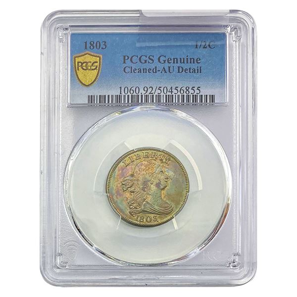 1803 Draped Bust Half Cent PCGS AU Detail