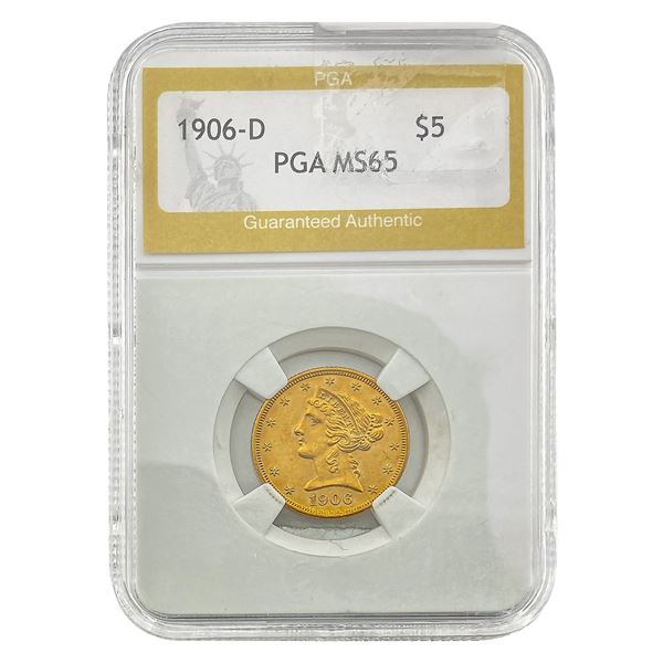 1906-S $5 Gold Half Eagle PGA MS65