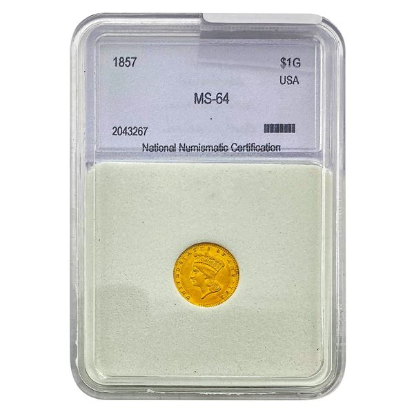 1857 Rare Gold Dollar NNC MS64