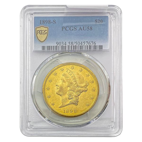 1898-S $20 Gold Double Eagle PCGS AU58