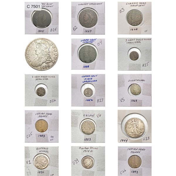 [15]1805-1844 Assorted U.S. Coins [1C-50C]
