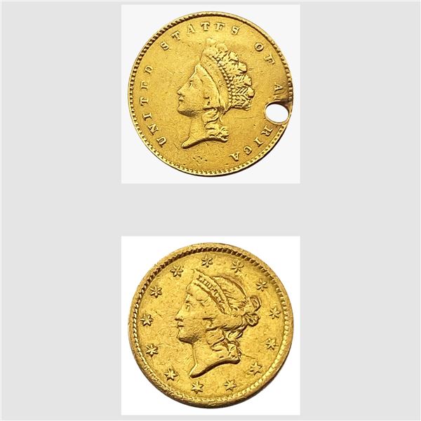 [2]1851 Gold $1 Liberty Head/Love Token