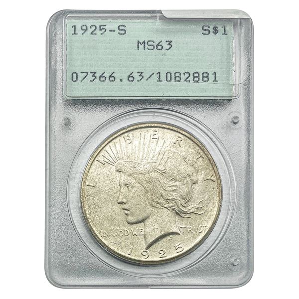 1925-S Silver Peace Dollar PCGS MS63