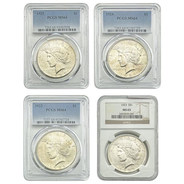[4]1922-1925 Silver Peace Dollar NGC/PCGS MS64-65