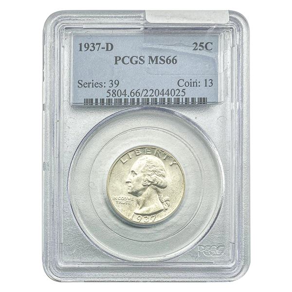 1937-D Washington Silver Quarter PCGS MS66