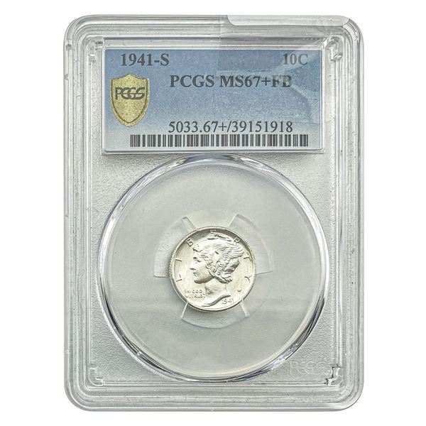 1941-S Mercury Silver Dime PCGS MS67+ FB