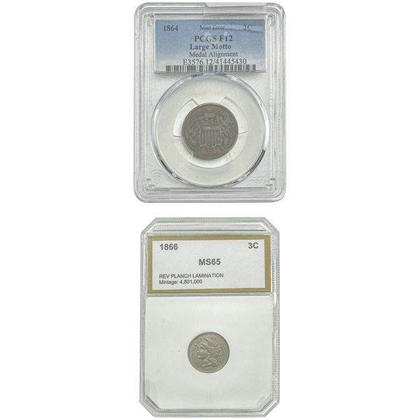 [2]1864/1866 2 Cent & 3 Cent PCI/PCGS