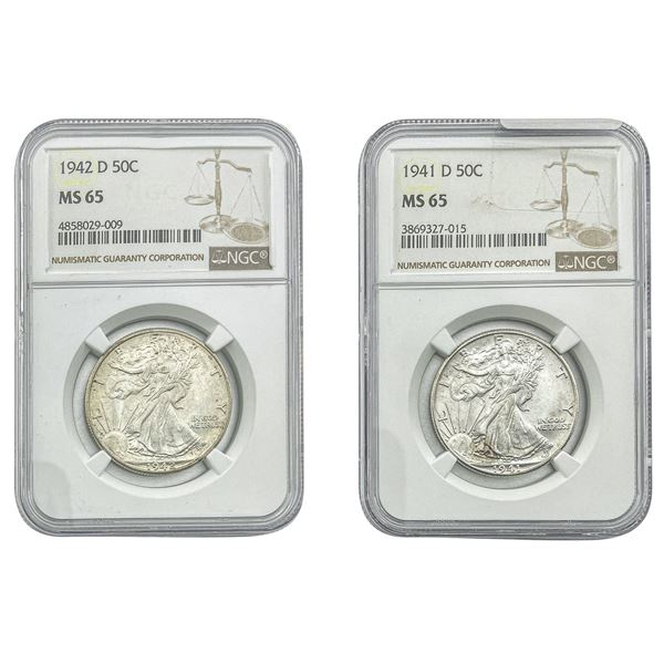 [2]1941/42-D Walking Liberty Half Dollar NGC MS65